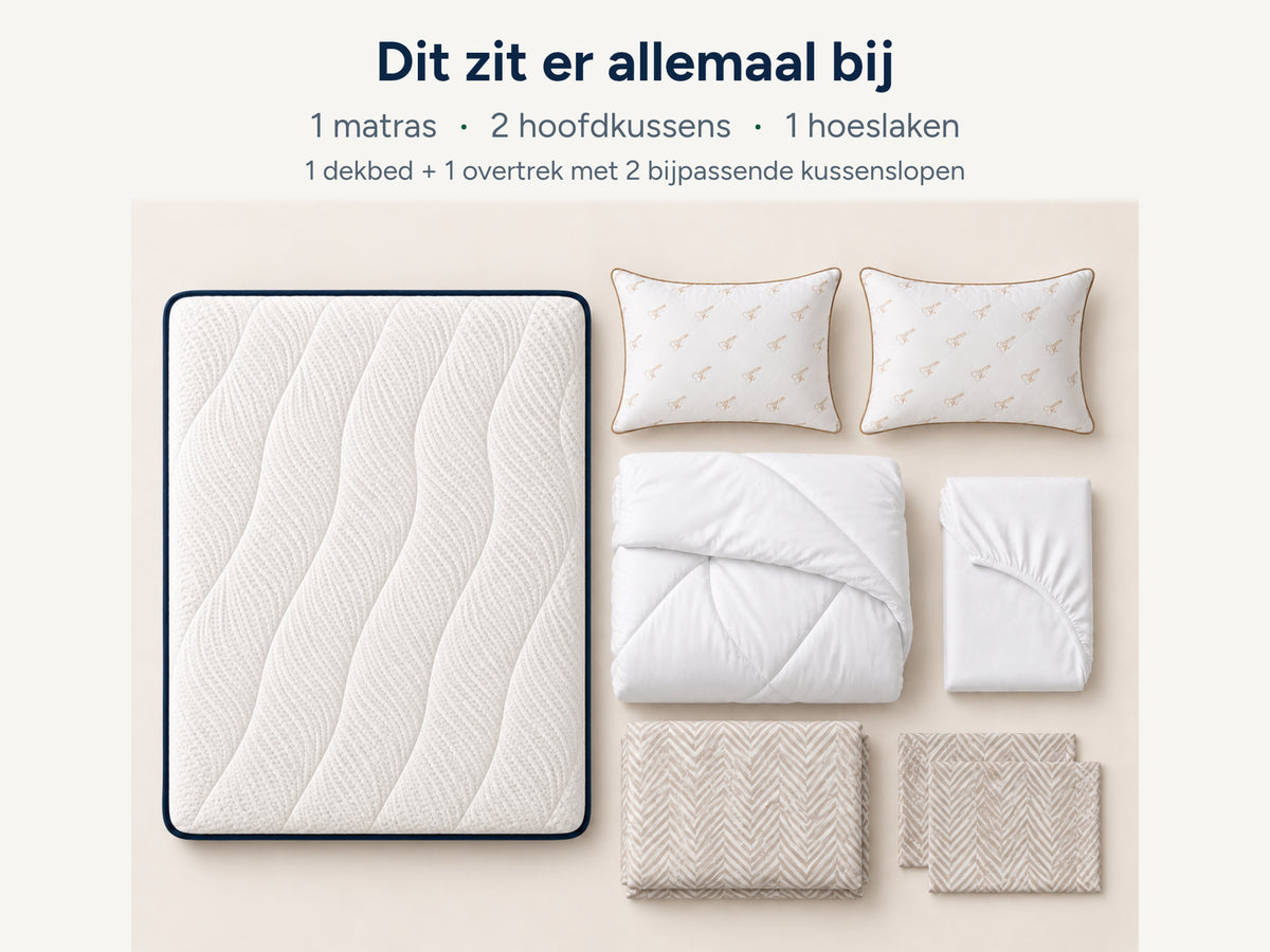 Siesta Premium Slaapbundel – Matras (26 cm dik), Beddengoed & 2 Kussens