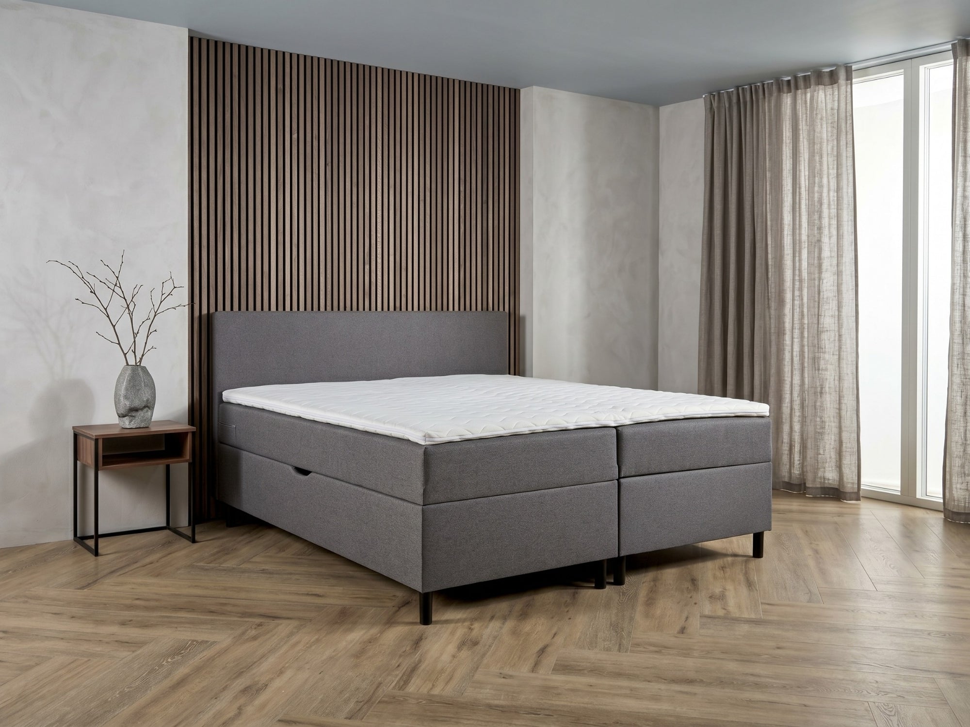 Boxspring Essential met Opbergruimte – Antraciet – Comfortabel Instapmodel