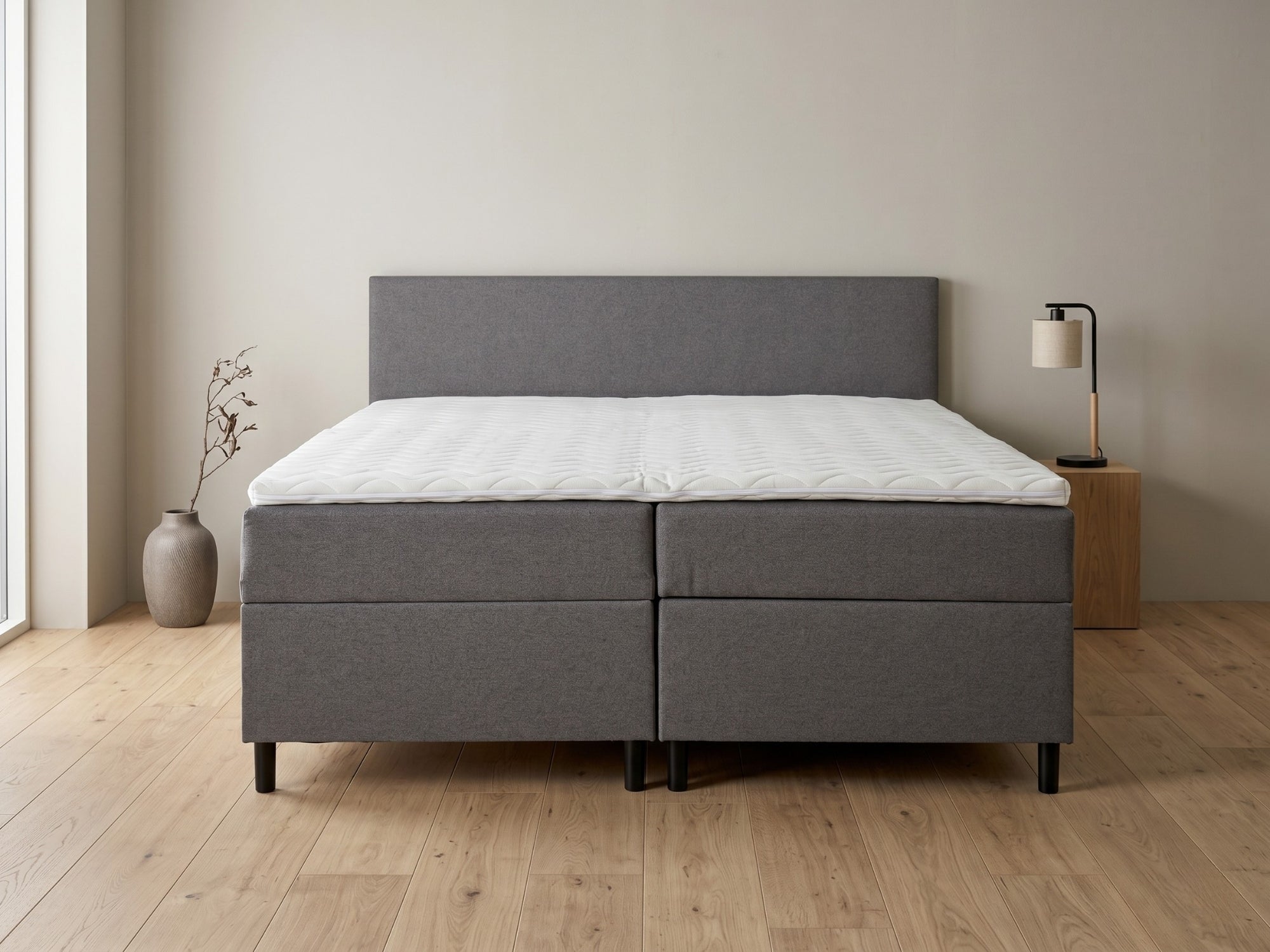 Boxspring Essential met Opbergruimte – Antraciet – Comfortabel Instapmodel