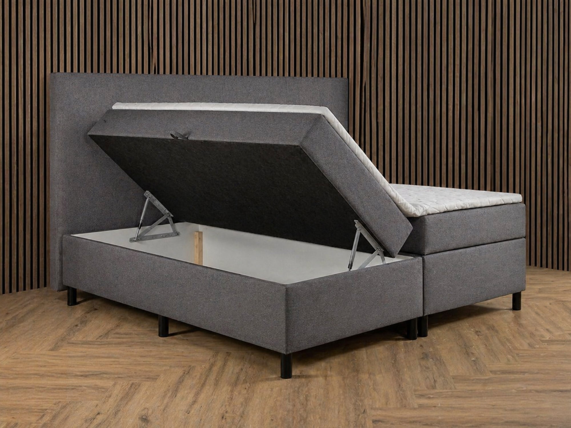 Boxspring Essential met Opbergruimte – Antraciet – Comfortabel Instapmodel